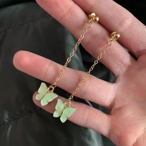 SHEIN Butterfly Drop Earrings, Mint